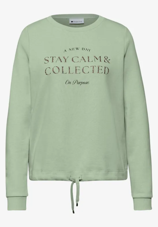 Sweatshirt met kunstwerk pale mint green