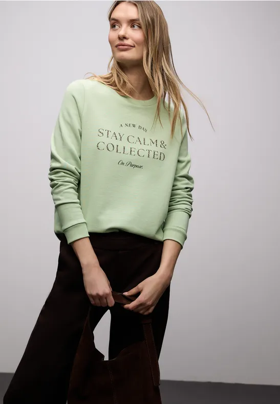 Sweatshirt met kunstwerk pale mint green