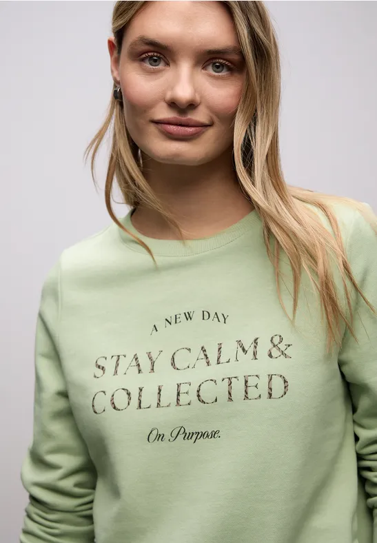 Sweatshirt met kunstwerk pale mint green