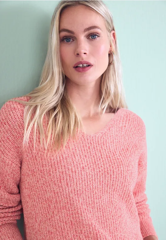 Mouliné Pullover striking coral