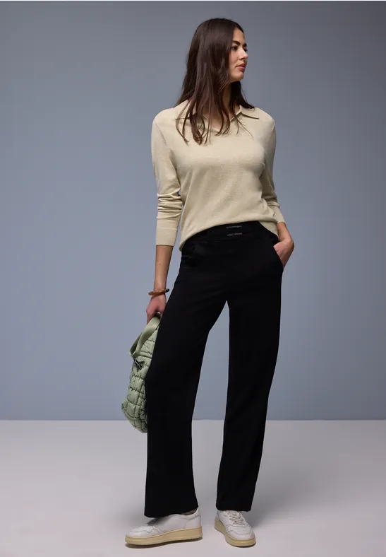 Pullover in Unifarbe cotton beige mel.