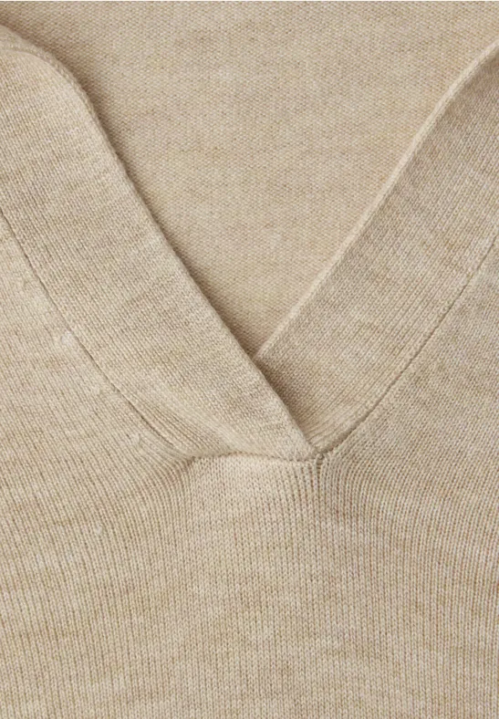 Pullover in Unifarbe cotton beige mel.