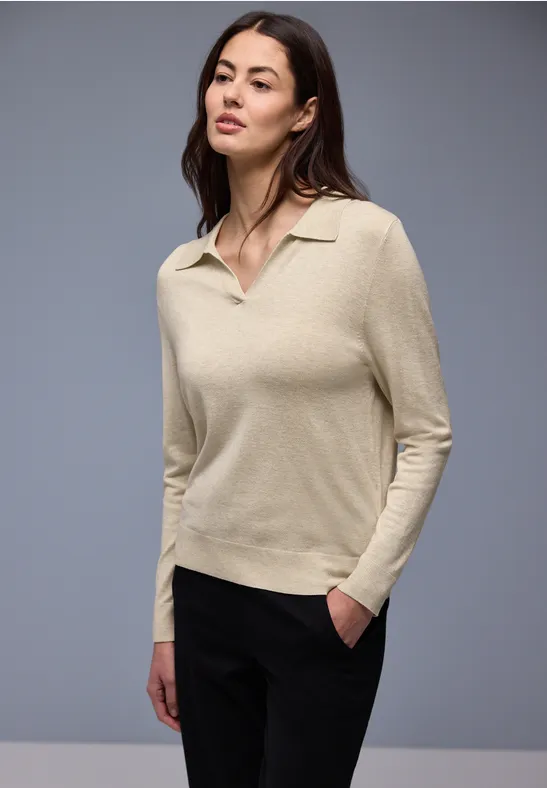 Pullover in Unifarbe cotton beige mel.