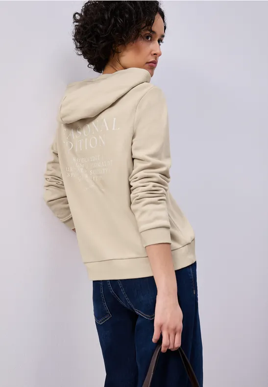 Hoodie met achteropdruk cotton beige