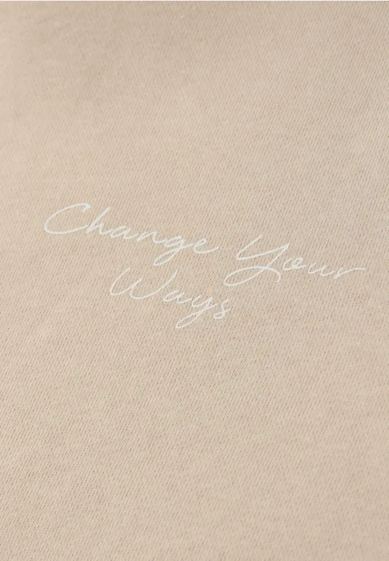 Hoodie met achteropdruk cotton beige