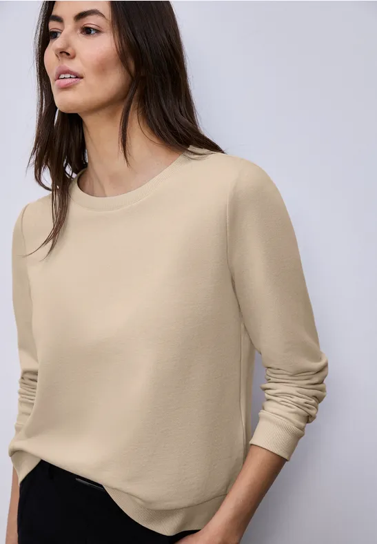 Basic sweatshirt cotton beige