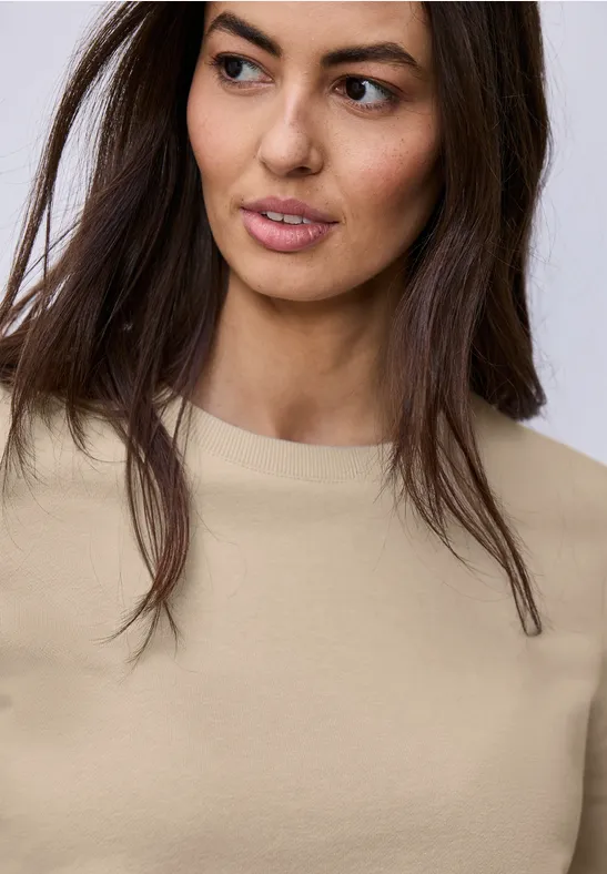 Basic sweatshirt cotton beige