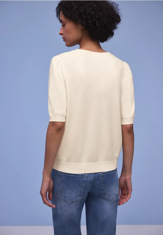 Pullover in Unifarbe cream white melange