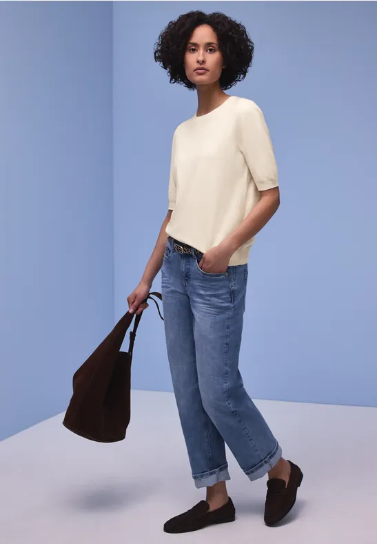 Pullover in Unifarbe cream white melange