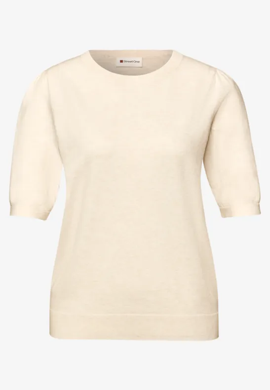 Pullover in Unifarbe cream white melange