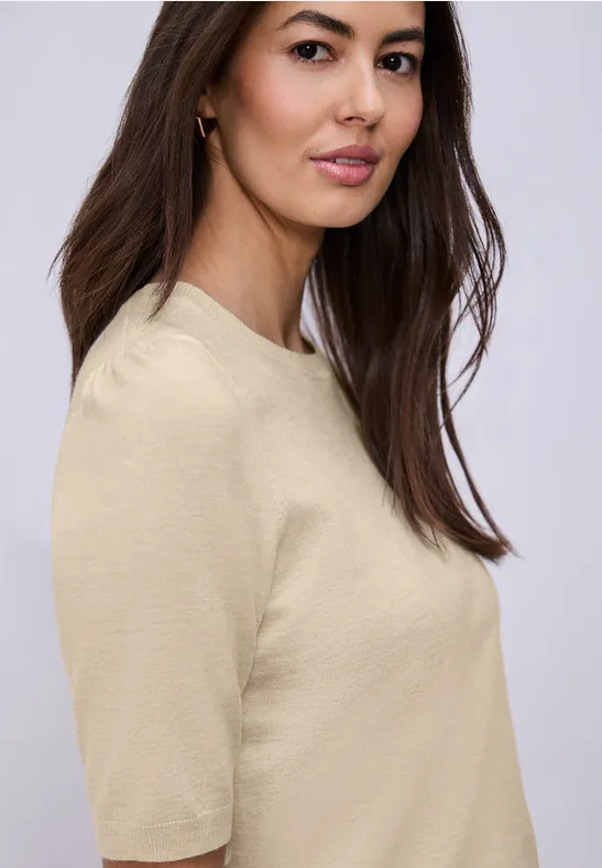 Pullover in Unifarbe smoke beige mel.