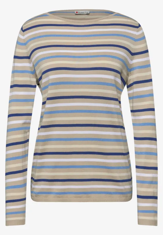 Gestreifter Pullover cotton beige