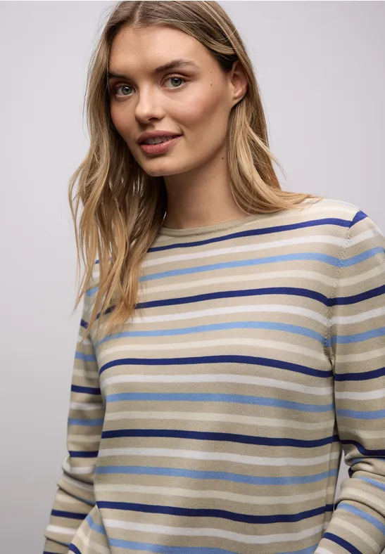 Gestreifter Pullover cotton beige