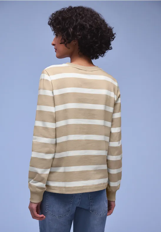 Gestreiftes Sweatshirt cotton beige