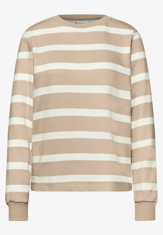 Gestreiftes Sweatshirt cotton beige