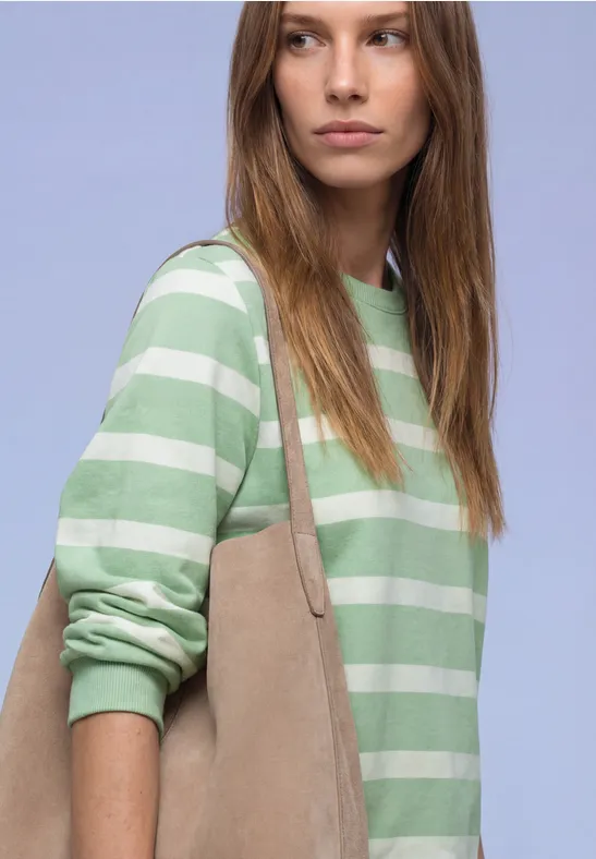 Gestreiftes Sweatshirt pale mint green