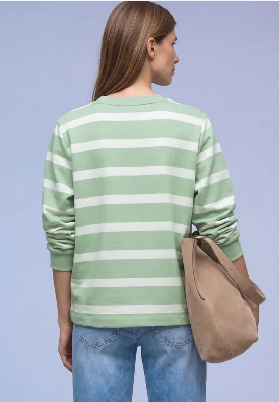Gestreiftes Sweatshirt pale mint green