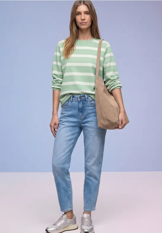 Gestreiftes Sweatshirt pale mint green
