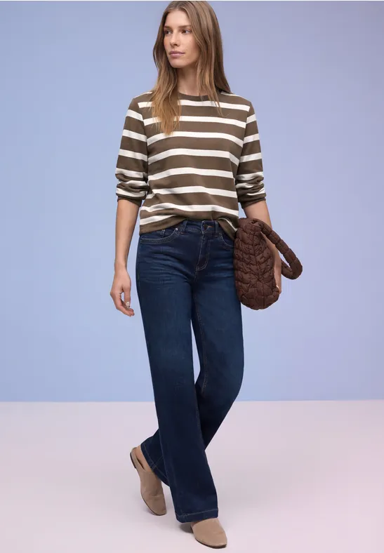 Gestreiftes Sweatshirt light terra mocha