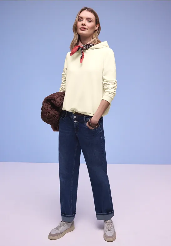 Hoodie in Unifarbe soft beige