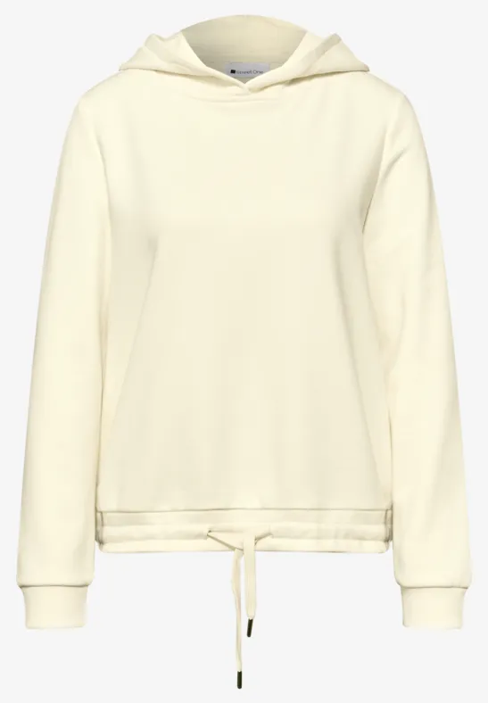 Hoodie in Unifarbe soft beige