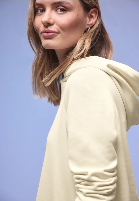 Hoodie in Unifarbe soft beige