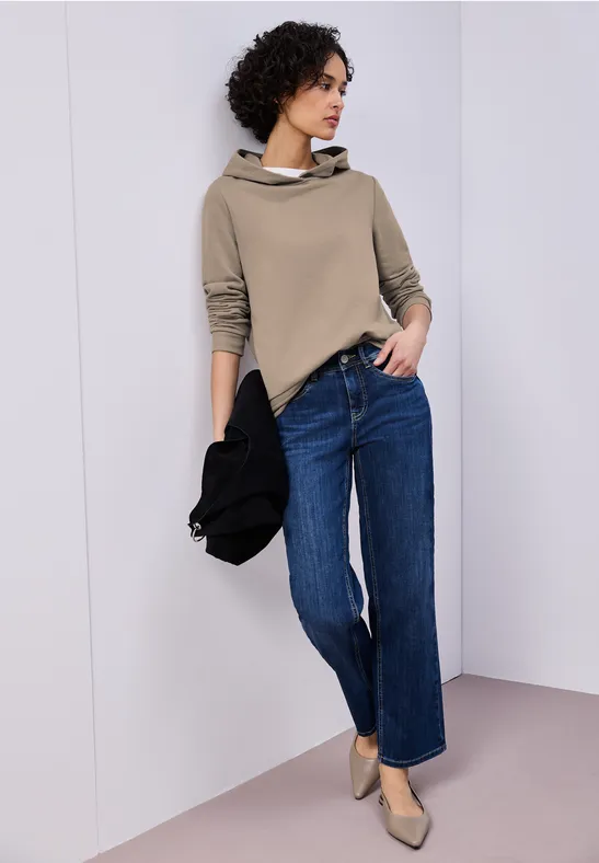 Hoodie in Unifarbe light terra mocha