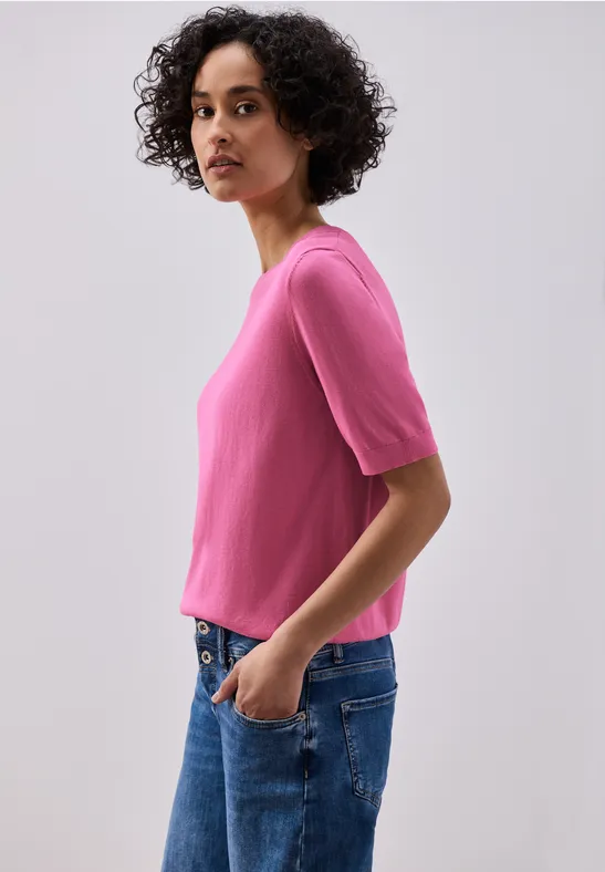 Pull-over en couleur unie ibis rose