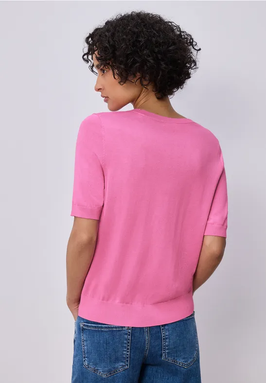 Pull-over en couleur unie ibis rose
