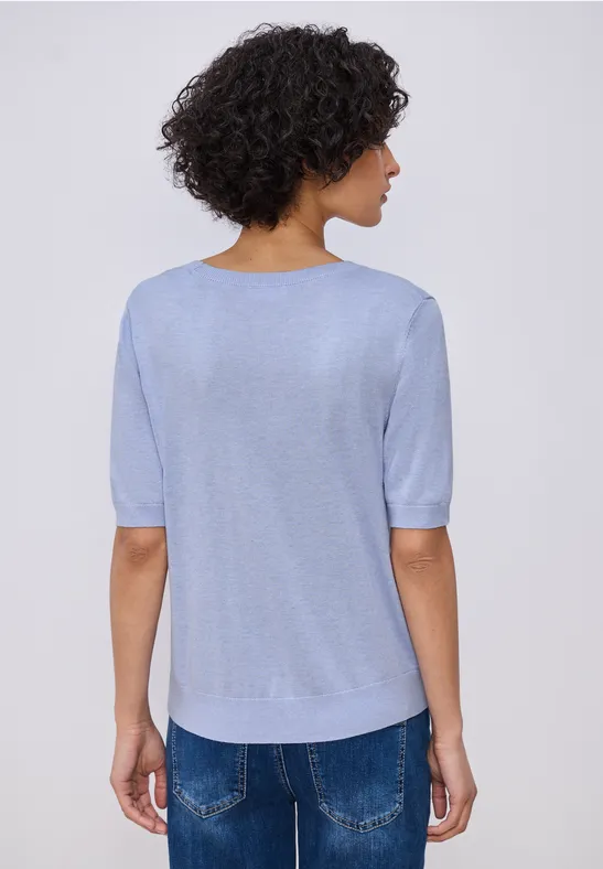 Trui in effen kleur cashmere blue mel.