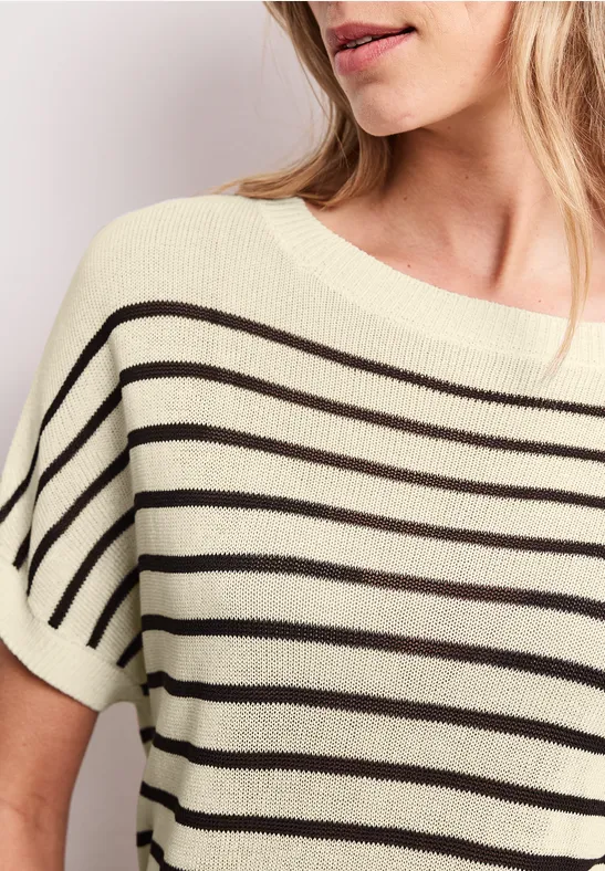 Pullunder mit Boatneck und Streifen soft beige