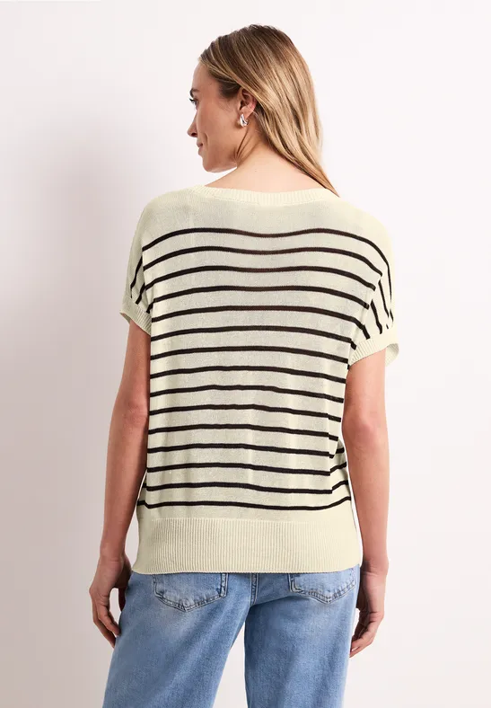 Pullunder mit Boatneck und Streifen soft beige