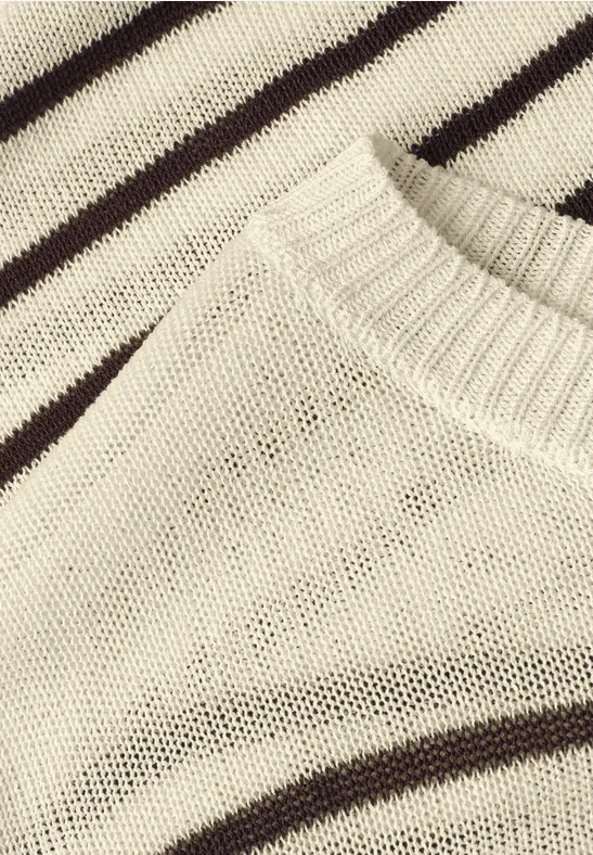 Pullunder mit Boatneck und Streifen soft beige