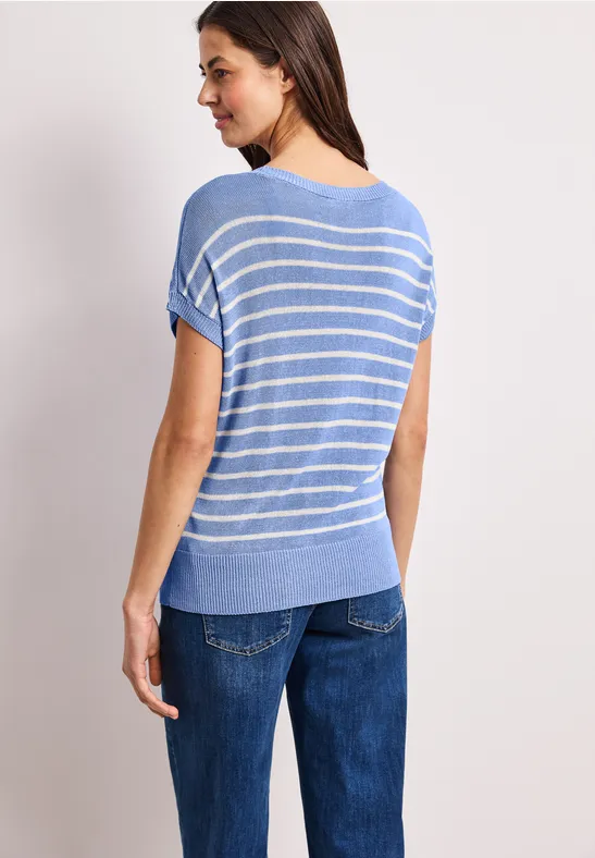 Pullunder mit Boatneck und Streifen drift blue