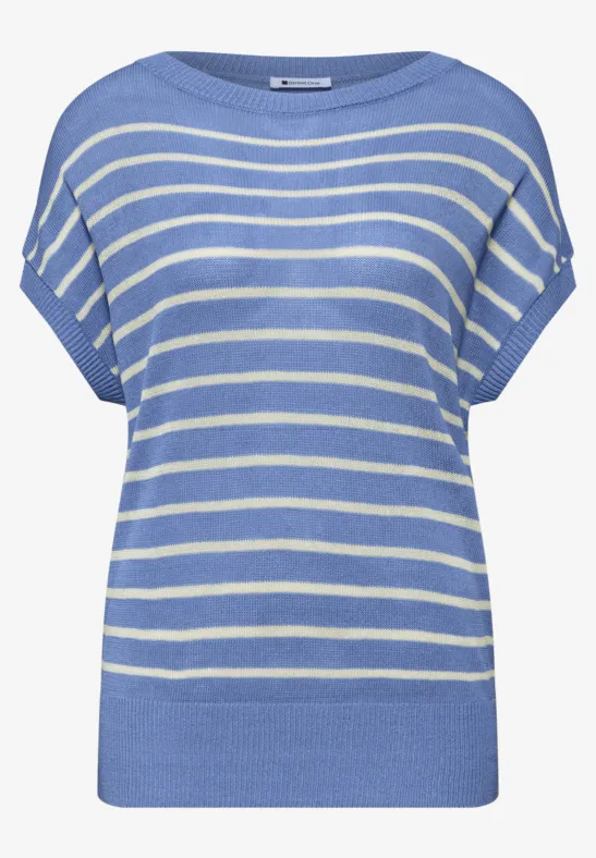 Pullunder mit Boatneck und Streifen drift blue