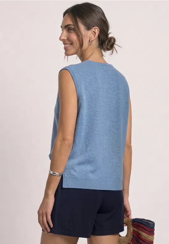 Pullunder mit V-Neck in Unifarbe northern blue mel.