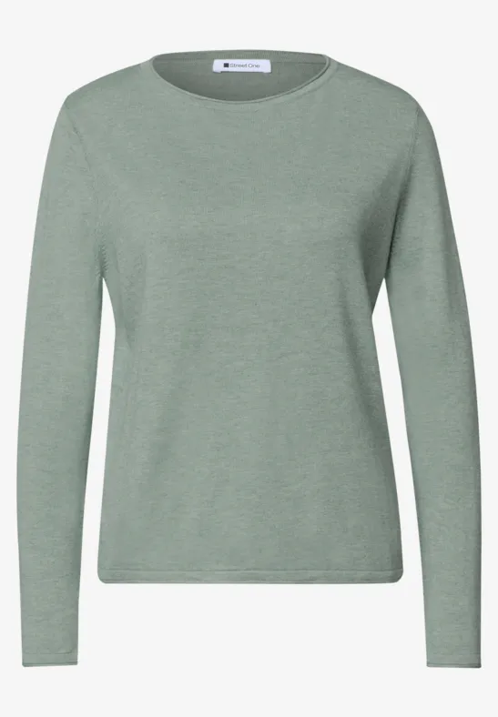 Schlichtes, hellgrünes Langarmshirt mit Rundhalsausschnitt