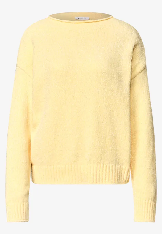 Pull jaune douillet à col rond et manches longues