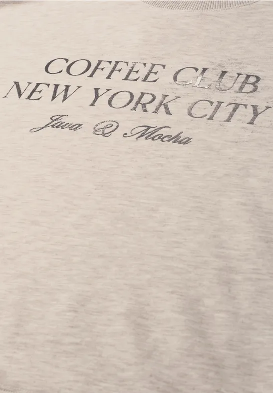 Beige Shirt mit Schriftzug "COFFEE CLUB NEW YORK CITY Java & Mocha"