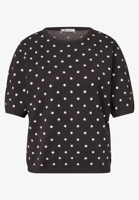 Schwarzes T-Shirt mit weißen Punkten