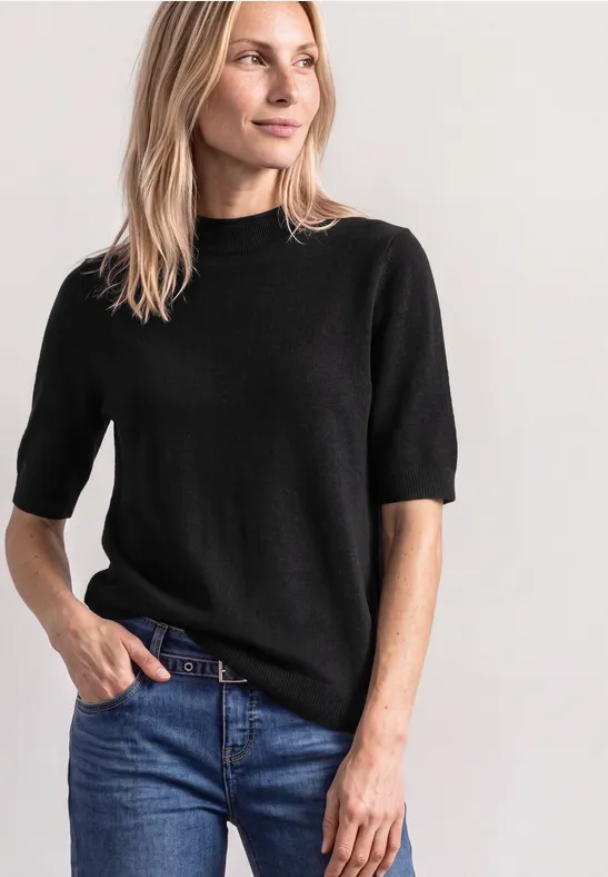 Pull à manches courtes et col roulé Black