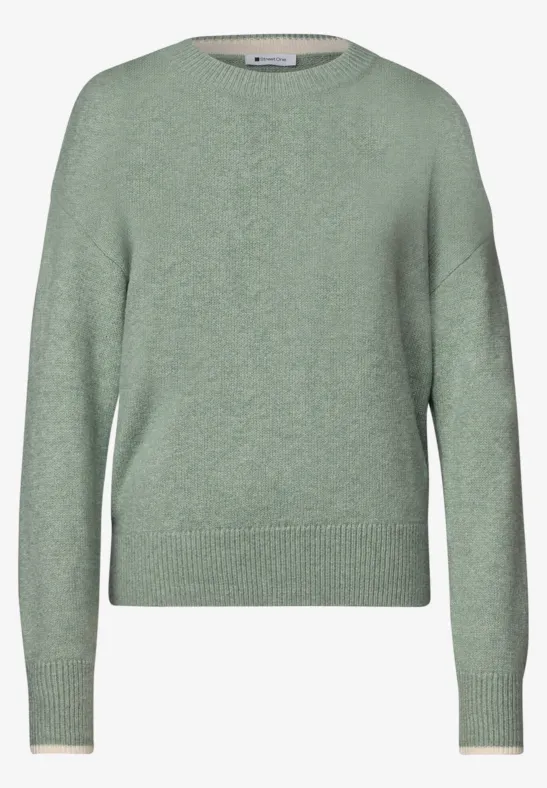 Hellgrüner, schlichter Pullover mit Rundhalsausschnitt