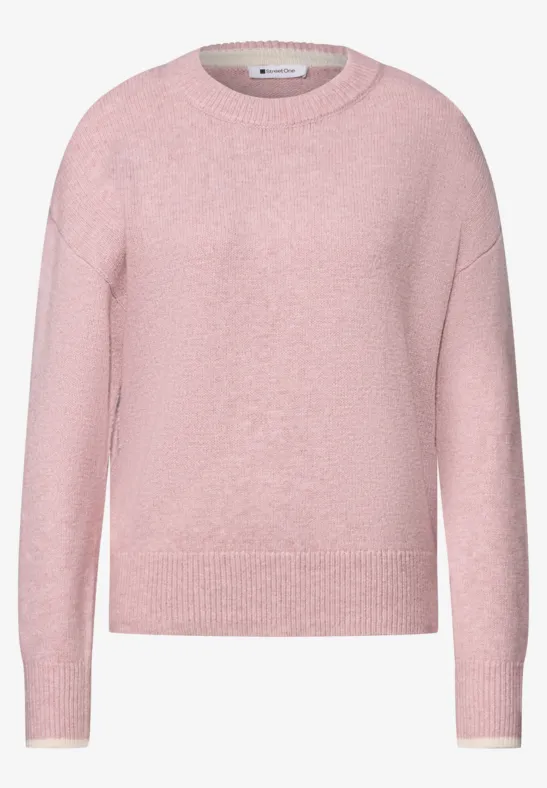 Rosa Pullover mit Rundhalsausschnitt, langen Ärmeln und einfachem Design