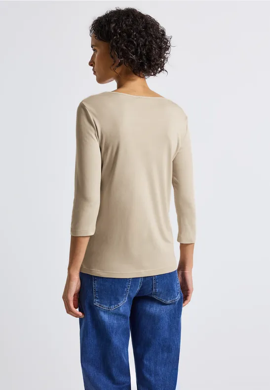 Basic T-Shirt mit 3/4 Arm cotton beige