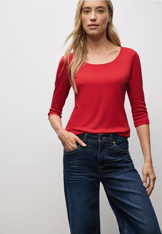 Basic T-Shirt mit 3/4 Arm racing red