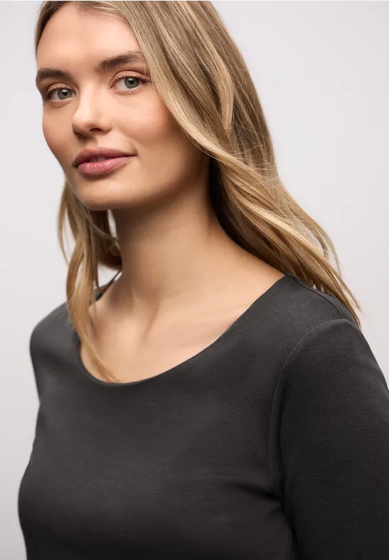 T-shirt basique à manches 3/4 darkest brown