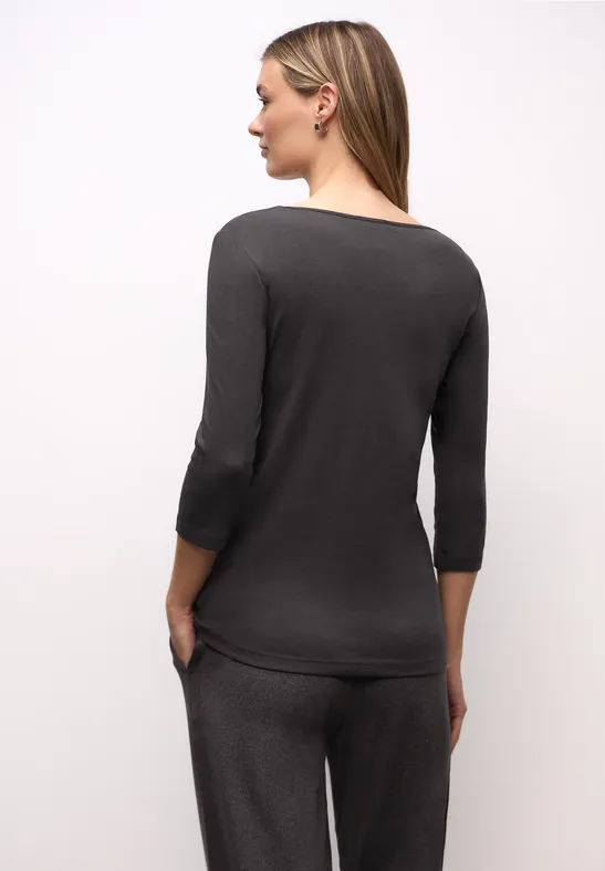 T-shirt basique à manches 3/4 darkest brown