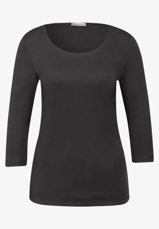 T-shirt basique à manches 3/4 darkest brown