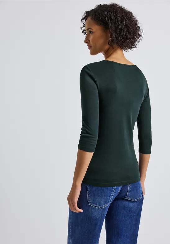 T-shirt basique à manches 3/4 evernight green