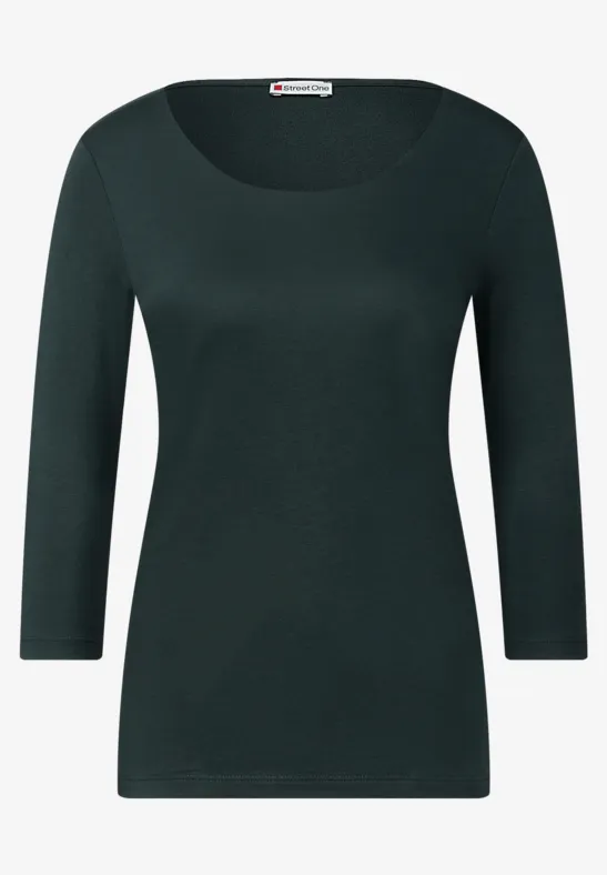 T-shirt basique à manches 3/4 evernight green